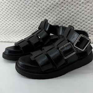 No Boundaries Fisherman Sandals Womens 7W Black Wide Platform Buckle Gladiator
